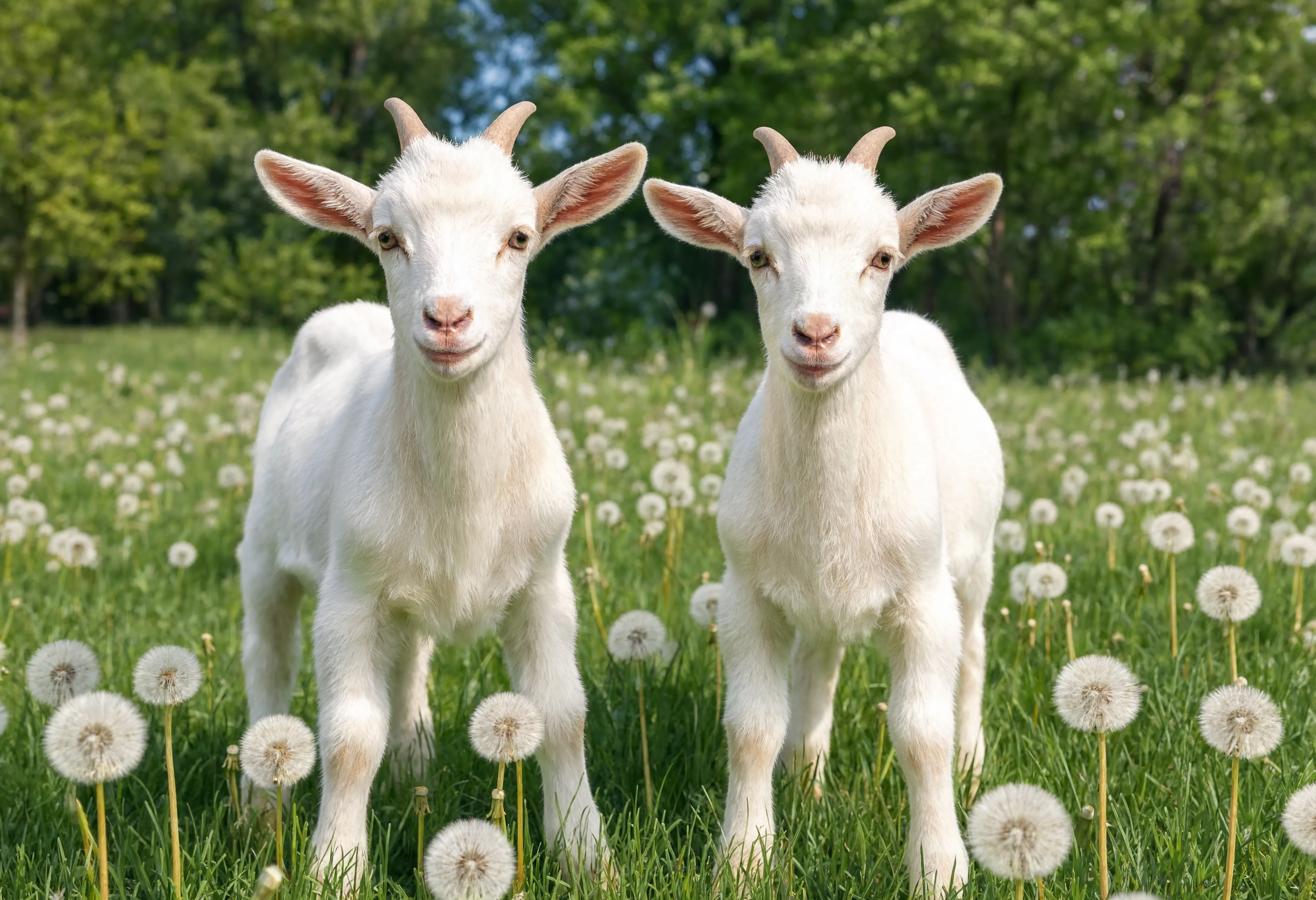 Young White Goats In Meadow 2 - Animals/Wildlife