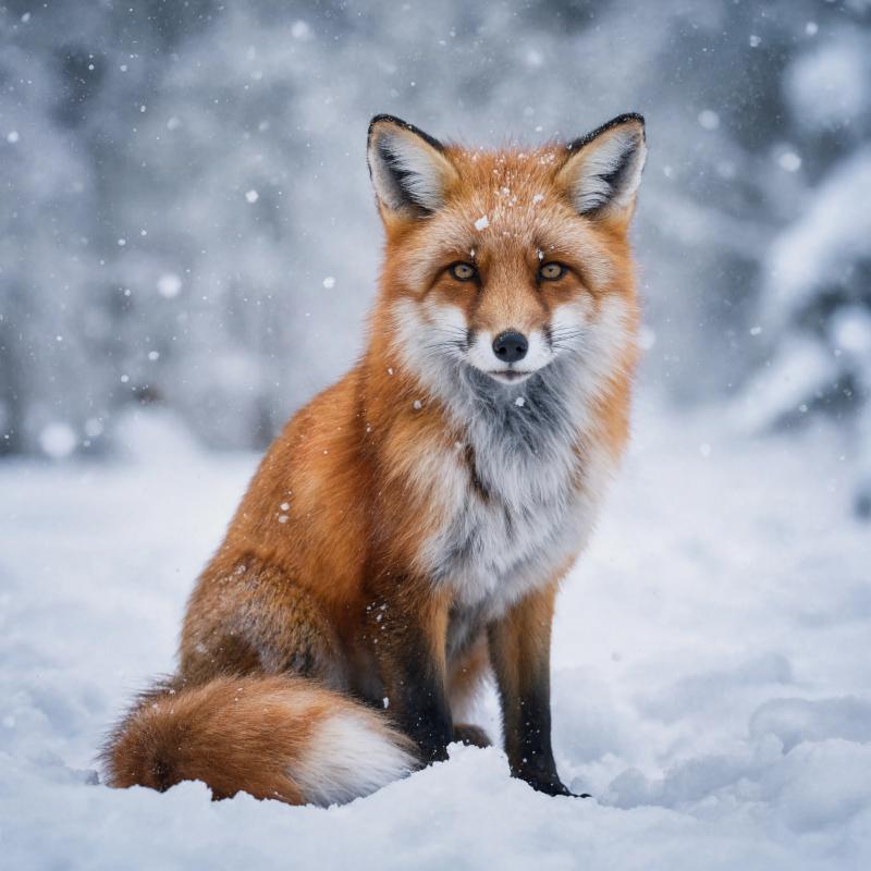 Red Fox In Snowstorm